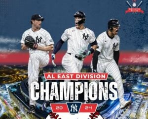 The 2024 New York Yankees win the AL East title at Yankee Stadium on Sept. 26, 2024.