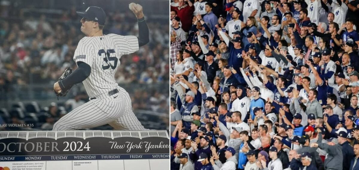 The New York Yankees' October 2024 calender and fans at Yankee S