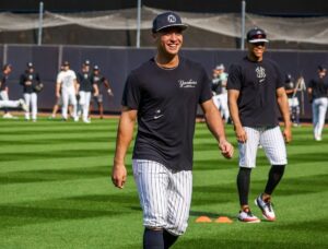 Anthony Volpe is at Yankee Stadium on Oct 13, 2024, a day before the Yankees open the ALCS series against the Guardians.