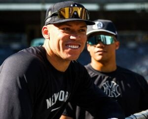 Yankees captain Aaron Judge and OF Juan Soto are at Yankee Stadium on Oct. 22, 2024.