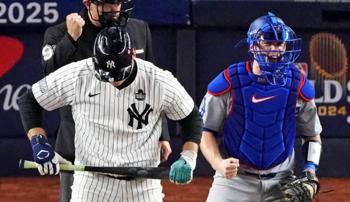 Juego 5, 30 de octubre de 2024: Anthony Rizzo, de los Yankees de Nueva York, reacciona tras poncharse durante la octava entrada de las Series Mundiales contra los Dodgers de Los Ángeles en el Yankee Stadium.