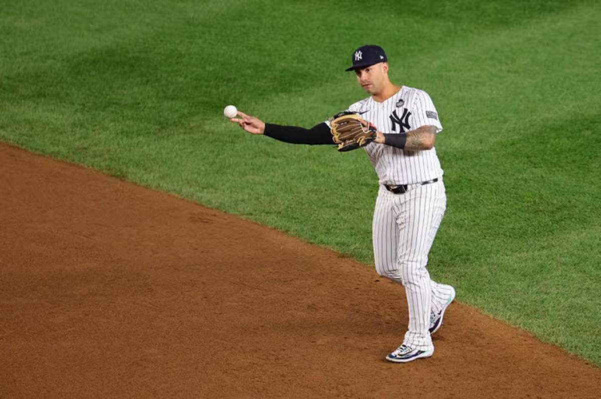 Yankees Gleyber Torres during the 2024 World Series on October 29, 2024, at Yankee Stadium