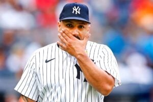 New York Yankees’ Nestor Cortes walks to the dugout after pitching during the second inning of a baseball game against the St. Louis Cardinals, Sunday, Sept. 1, 2024, in New York