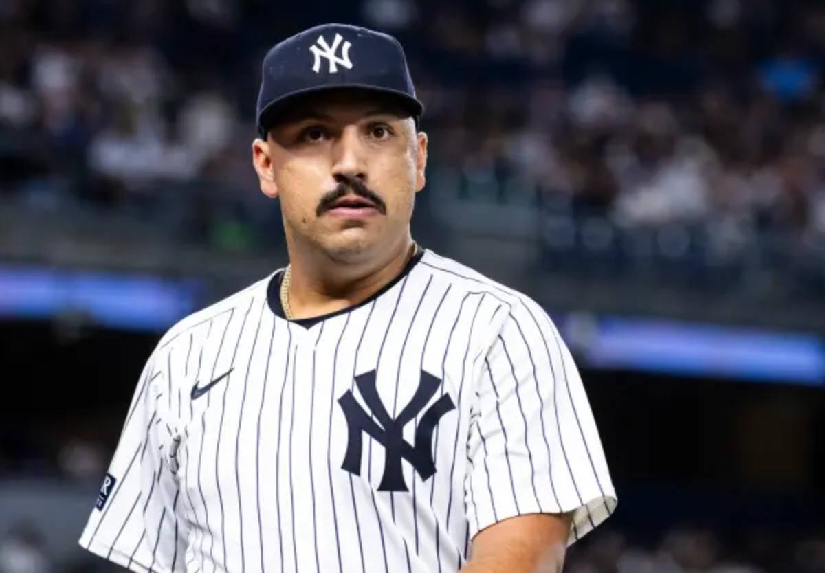 New York Yankees starting pitcher Nestor Cortes against the Mets during the first inning of a baseball game in March, 2024