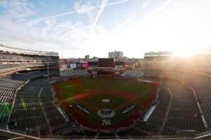 Yankee Stadium, just hours before the game between the Yankees and Dodgers on Monday, Oct. 28, 2024, in the Bronx, New York.