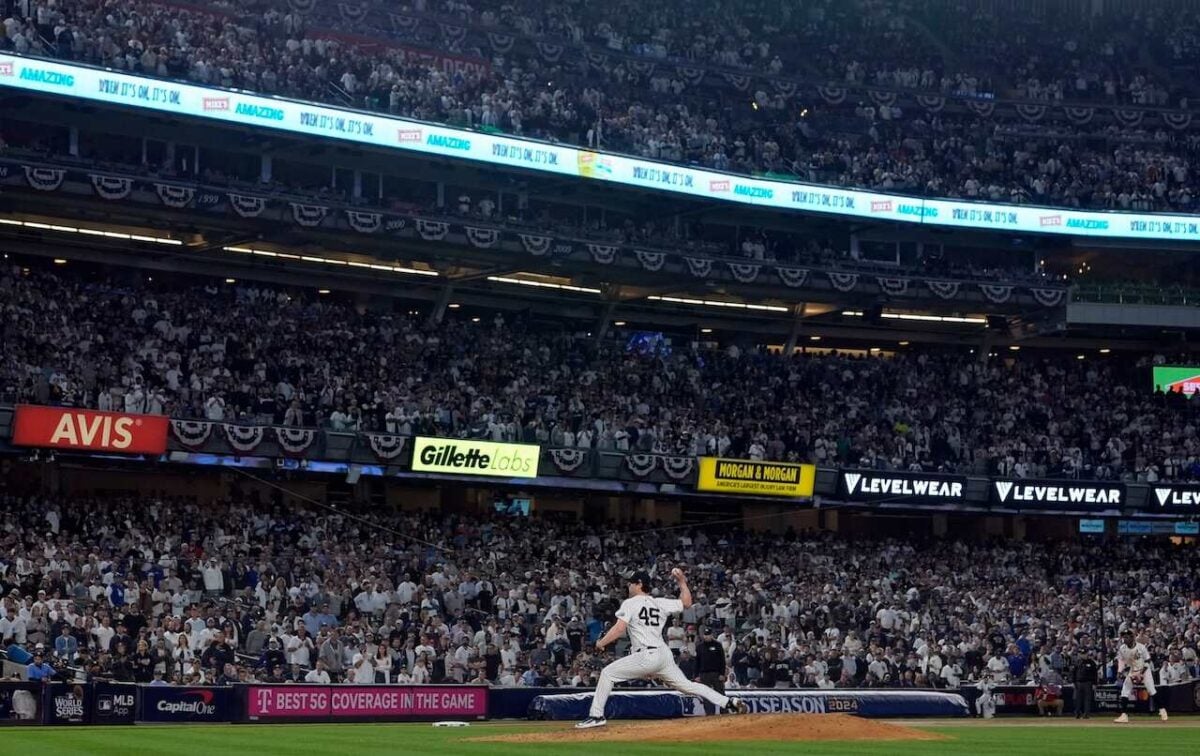 Yankees starter Gerrit Cole pitched 6 2/3 innings in World Series Game 5 on Wednesday night at Yankee Stadium.