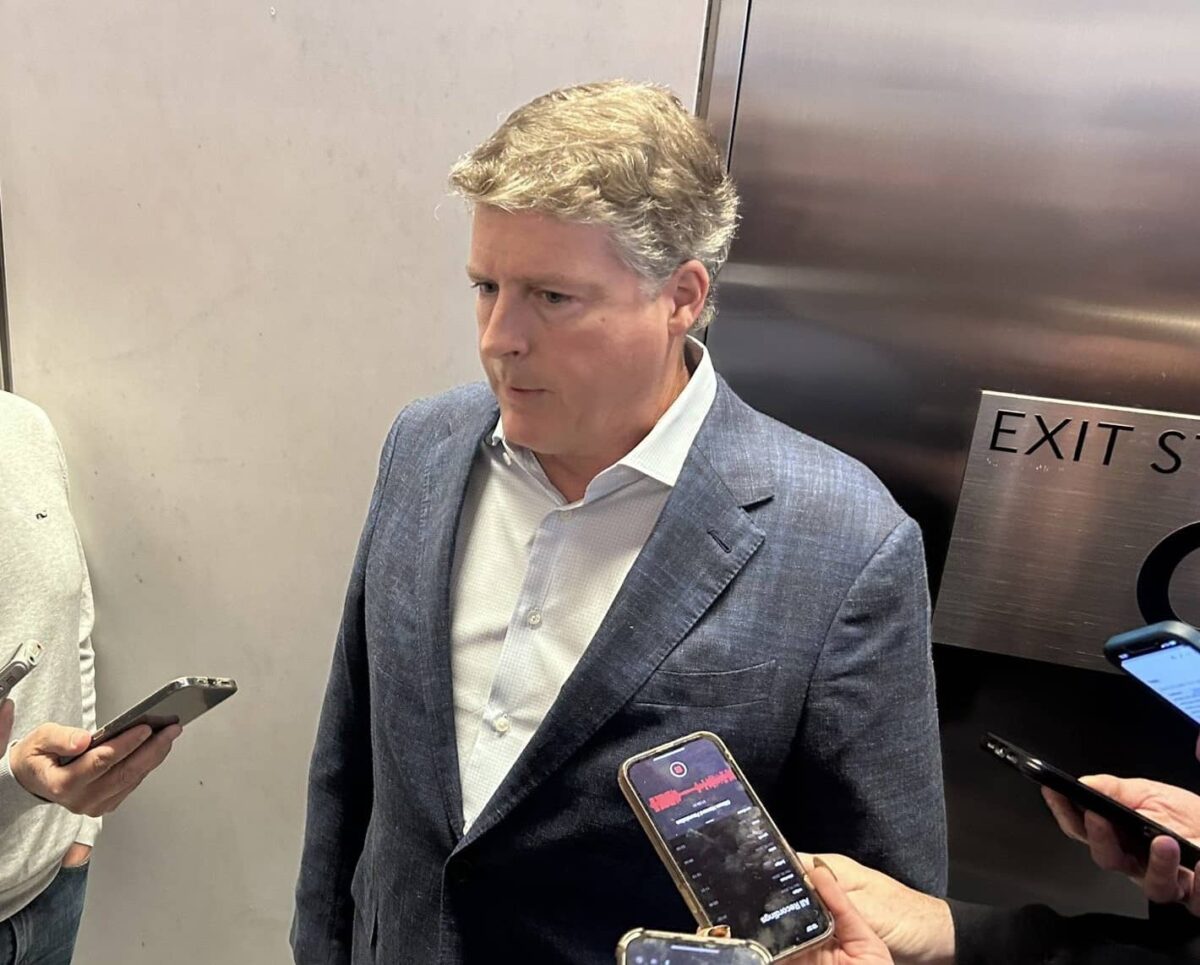 Yankees' owner Hal Steinbrenner speaks to reporters in New York on Nov. 20, 2024.