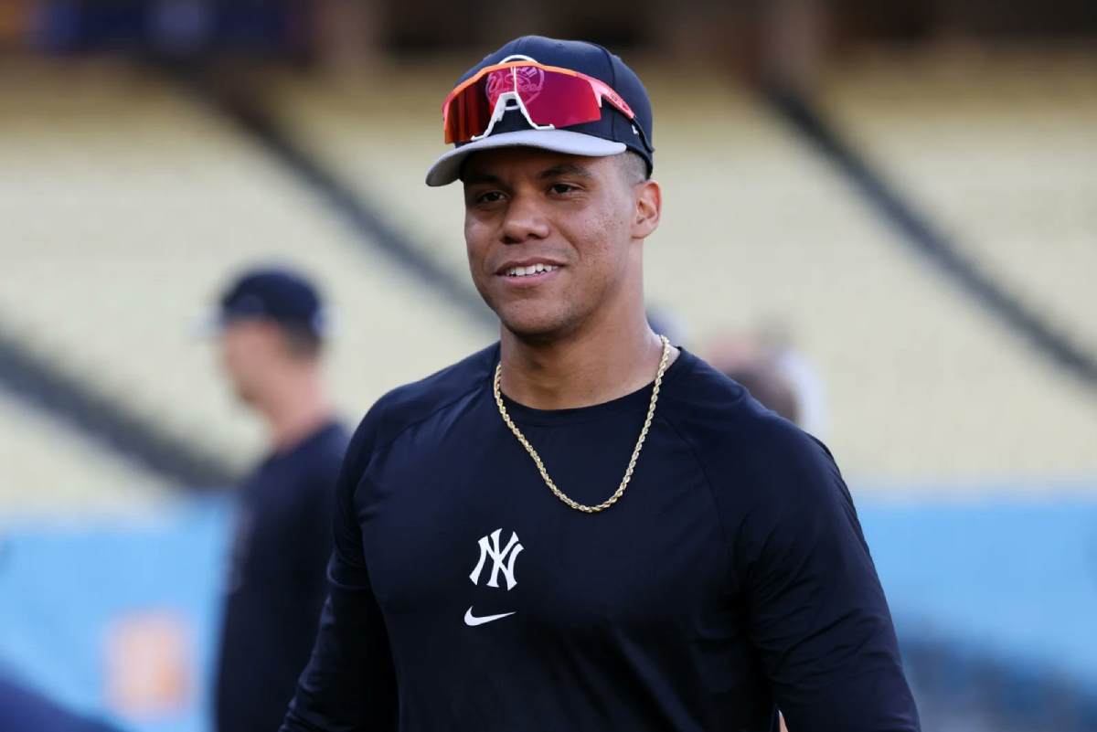 Juan Soto before the World Series in October, playing for the Yankees