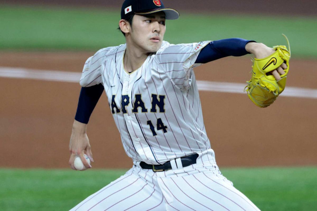 MIAMI, FLORIDA - MARCH 20: Roki Sasaki #14 of Team Japan throws the ball during the third inning against Team Mexico during the World Baseball Classic Semifinals at loanDepot park on March 20, 2023 in Miami, Florida. Roki Sasaki has been linked with a move to the Yankees.