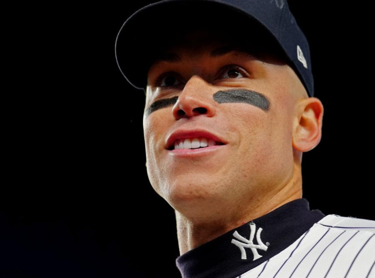 NEW YORK, NY - OCTOBER 14: Aaron Judge #99 of the New York Yankees looks on during Game 1 of the ALCS presented by loanDepot between the Cleveland Guardians and the New York Yankees at Yankee Stadium on Monday, October 14, 2024 in New York