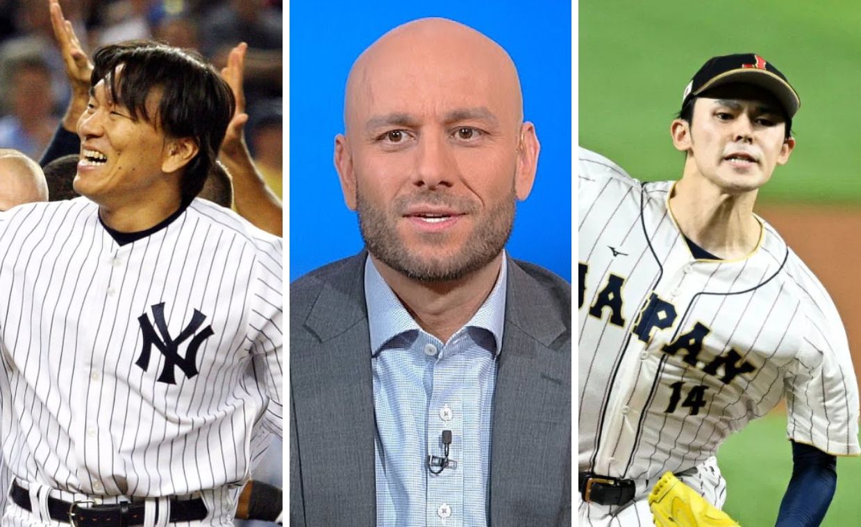 Yankees legend Hideki Matsui (left); Sal Licata (center); Roki Sasaki (right)