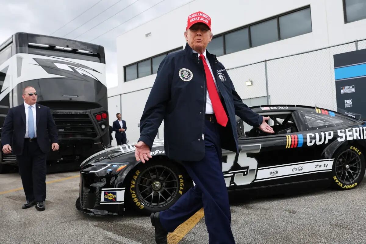 President Donald Trump attends the NASCAR Daytona 500 auto race at Daytona International Speedway, Feb. 16, 2025, in Daytona Beach, Fla.