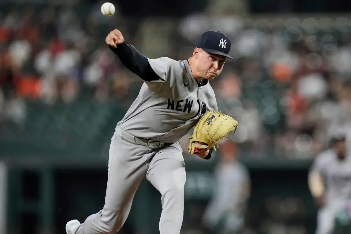 Will Warren pitches during the Yankees-Orioles game on Sept. 19, 2025. 