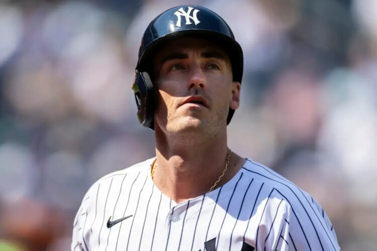 Cody Bellinger reacts during a Yankees game in 2025.