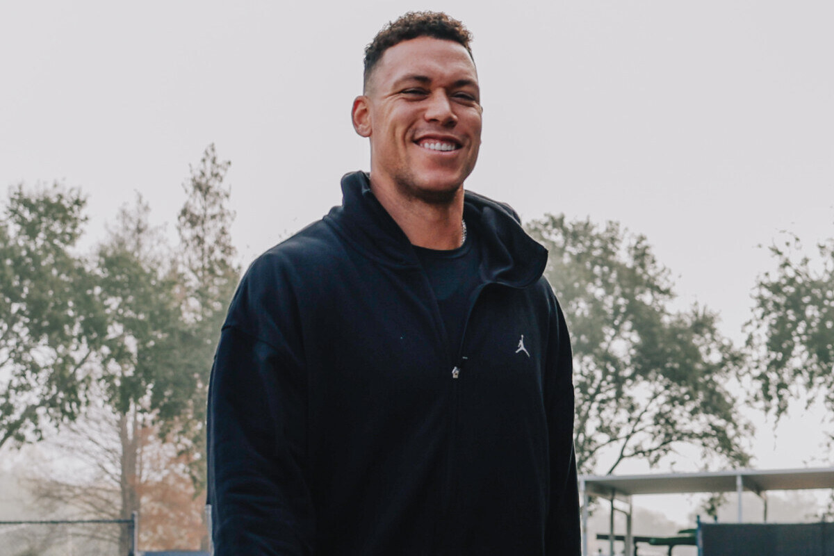 Aaron Judge arrives at the New York Yankees Spring Training camp in Tampa, Fl. Feb. 11, 2026.