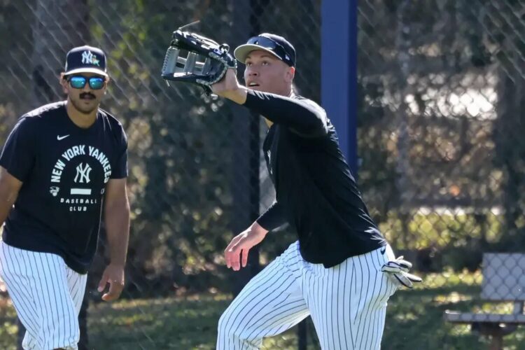 Aaron Judge prepares to catch a ball during the Yankees’ spring training session Feb. 15.