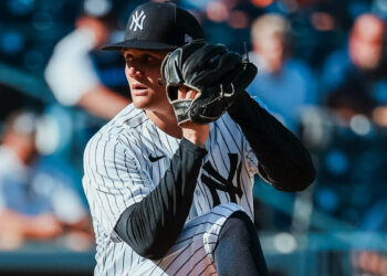 Yankees Brock Selvidge pitches in the 20-3 spring win over the Tigers, Tampa, Fl. Feb. 21, 2026.