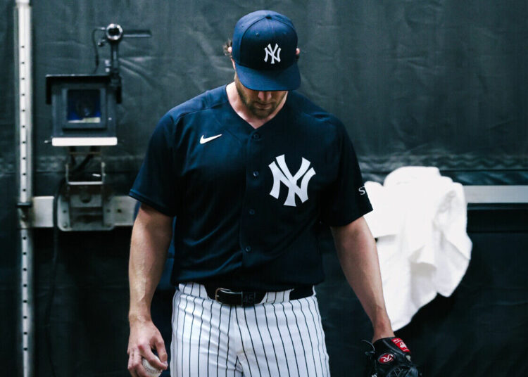 Yankees ace Gerrit Cole is at his first spring bullpen session in Tampa, Fl. Feb. 13, 2026.
