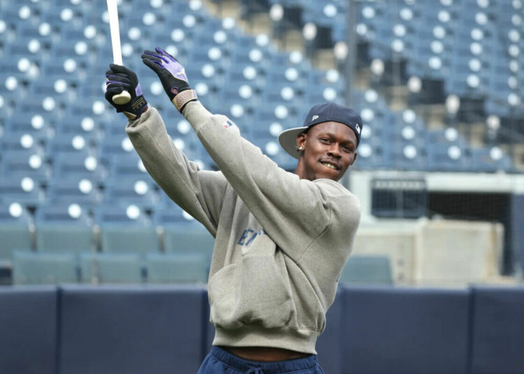 Jazz Chisholm Jr. is pictured during a Feb. 11 workout at spring training.