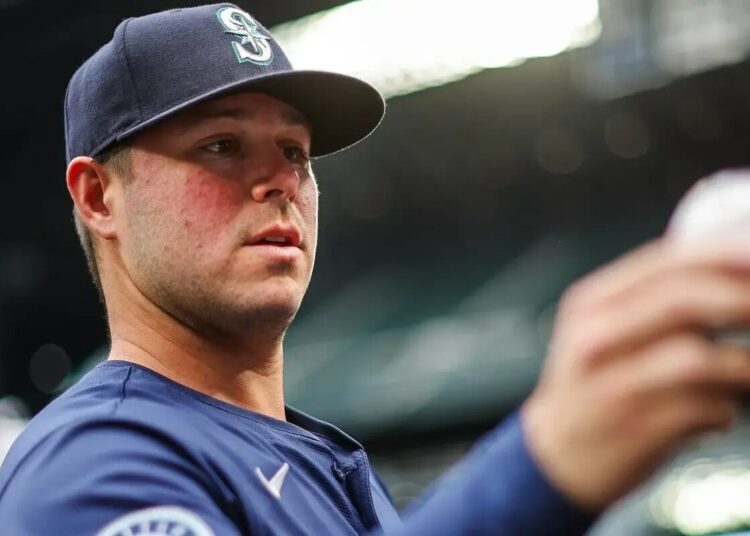 Ty France comes out and signs for fans who wish him well after reports that he had been placed on waivers by the Mariners. The Los Angeles Angels played the Seattle Mariners in Major League Baseball Monday, July 22, 2024 at T-Mobile Park, in Seattle, WA.