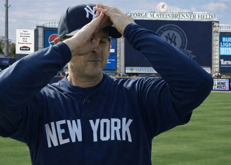 New York Yankees' manager Aaron Boone at the 2026 Spring Training camp in Tamp, Fl.
