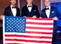 Paul Skenes, Aaron Judge, and Tarik Skubal are with USA flag at last night's BBWAA Awards dinner, January 24, 2026, in New York City.