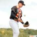 Yankees' pitching prospect Brendan Beck stand at the mound prior to a Triple-A game in 2025.