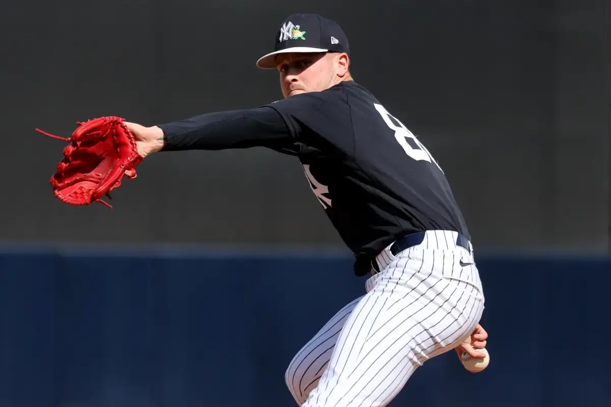 Cade Winquest prepares to deliver a pitch during the Yankees’ Feb. 26 game.