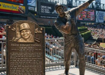 The satute and Hall of Fame accrdiation of Chicago White Sox legend Frank Thomas.