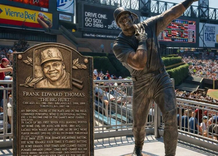 The statue and Hall of Fame accrdiation of Chicago White Sox legend and MLB star Frank Thomas.