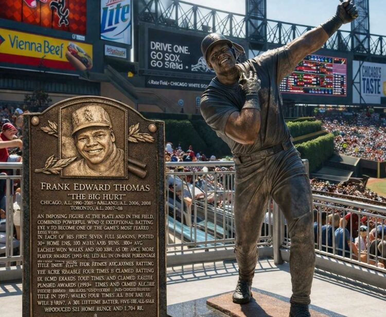 The satute and Hall of Fame accrdiation of Chicago White Sox legend Frank Thomas.