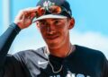 Yankees shortstop George Lombard Jr. is in action at a Spring Training game against the Red Sox on March 4, 2026.