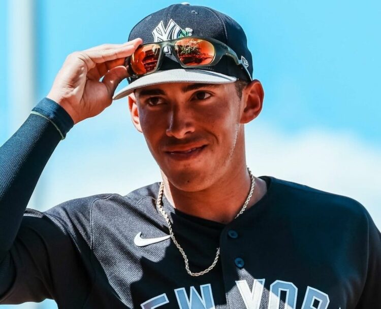 Yankees shortstop George Lombard Jr. is in action at a Spring Training game against the Red Sox on March 4, 2026.