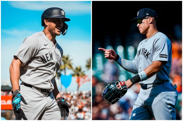 Yankees captain Aaron Judge and Giancarlo Stanton hit home runs during 3-0 win over the Giants in San Francisco, March 27, 2026.