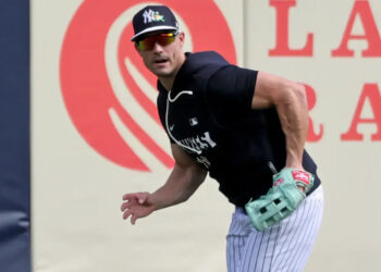 Randal Grichuk is pictured Feb. 28 during a workout before the Yankees' Grapefruit League game.