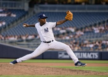 The Yankees traded infielder Jorbit Vivas to the Washington Nationals for right-handed pitching prospect Sean Paul Linan, March 22, 2026.