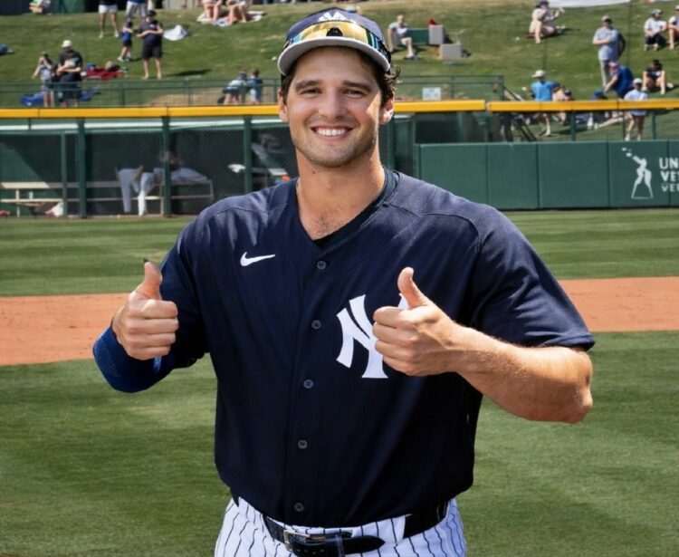 Yankees prospect Spencer Jones hit two home runs at Sloan Park in Mesa, AZ, March 23, 2026.