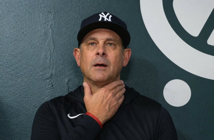 Yankees' manager Aaron Boone updates on Stanton and Volpe injuries after the Yankees' 4-2 wn over the Rangers, Texas, Apr 27. 2026.