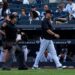 The umpire ejected Aaron Boone following disputes over a balk call in the eight, as the Yankees lost 11-4 to the Angels in New York, Apr. 16, 2026.