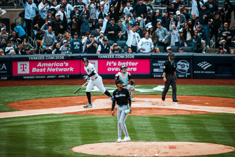 Aaron Judge hits a home run in the 8-2 win over the Marlins in Seattle, Apr 3, 2026.