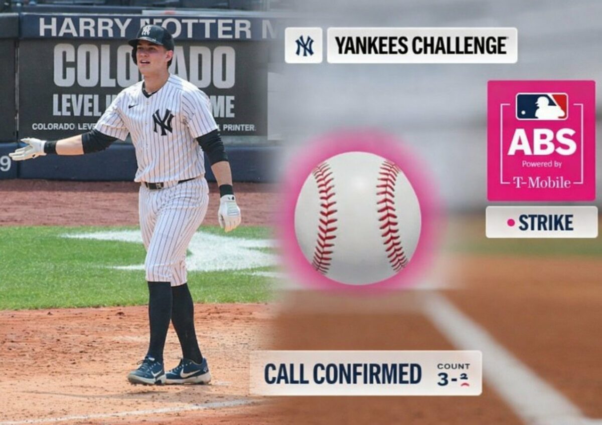 El bateador de los Yankees Ben Rice desperdició dos desafíos ABS consecutivos en la derrota ante los Marlins el 5 de abril de 2025, en Nueva York.