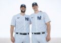 Yankees relievers Jake Bird and Brent Headrick in April 2026.