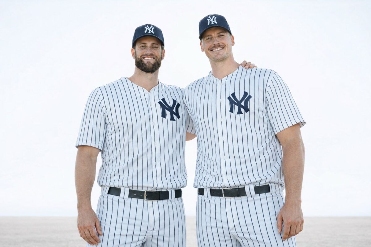 Yankees relievers Jake Bird and Brent Headrick in April 2026.