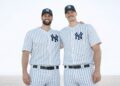 Yankees relievers Jake Bird and Brent Headrick in April 2026.