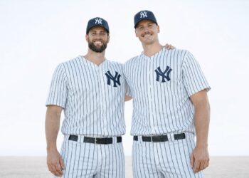 Yankees relievers Jake Bird and Brent Headrick in April 2026.