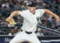 Brent Headrick throws a pitch during the eighth inning of the Yankees’ 5-4 comeback win over the the Angels on April 15, 2026 at the Stadium