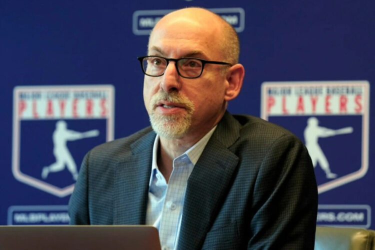 Attorney Bruce Meyer, the current interim executive director of the Major League Baseball Players Association, speaks at a news conference in New York, March 11, 2022.