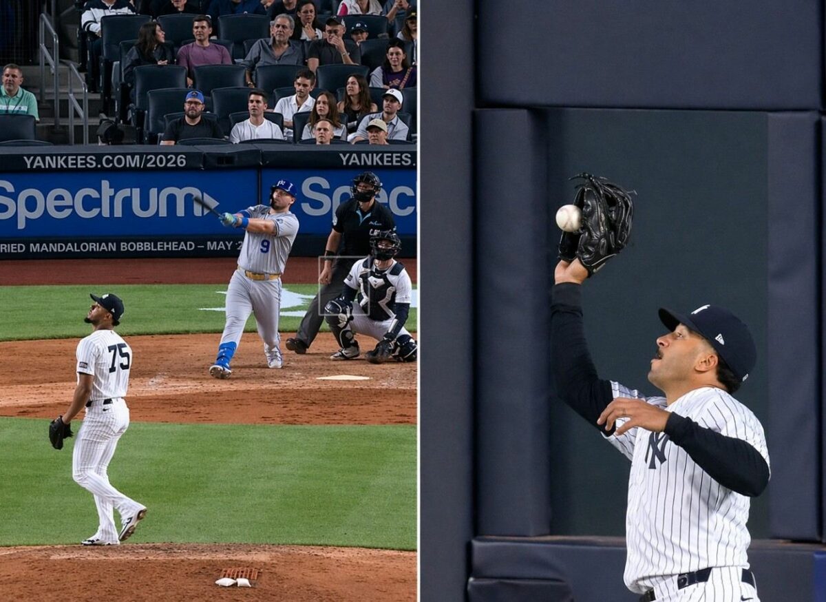 Trent Grisham's defensive error and Camilo Doval's homer pitch were two clunkers that nearly sank the Yankees in tight 4-2 win over the Royals in New York, Apr 17, 2026.