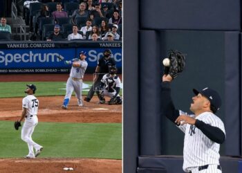 Trent Grisham's defensive error and Camilo Doval's homer pitch were two clunkers that nearly sank the Yankees in tight 4-2 win over the rOyals in New York, Apr 16, 2026.