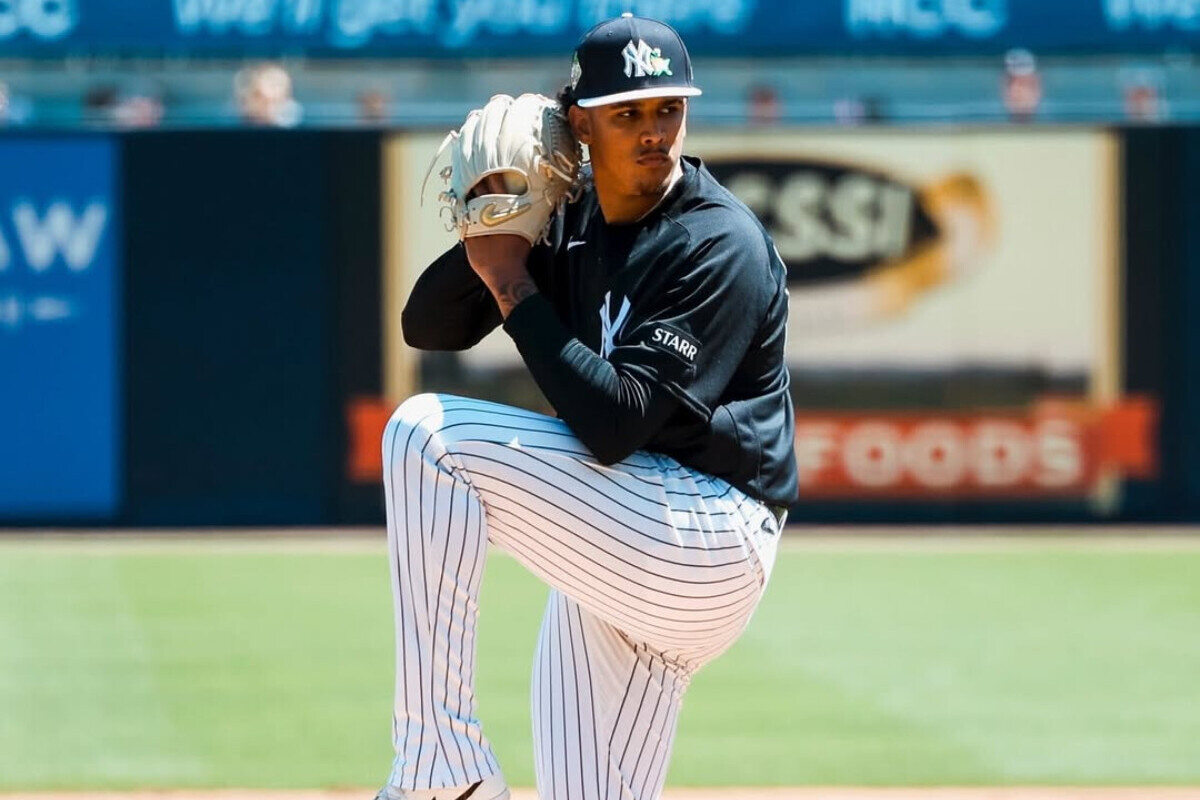 Carlos Lagrange starts a Yankees' spring training game in Tampa, Fl, in March 2026.